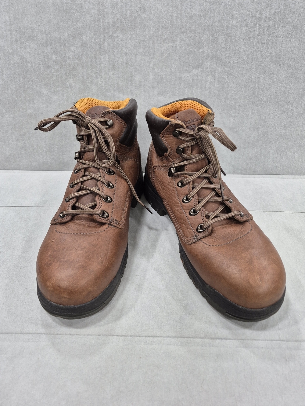 Timberland Pro work boots men's 9.5M brown leather Titan Safety Toe PowerFit
